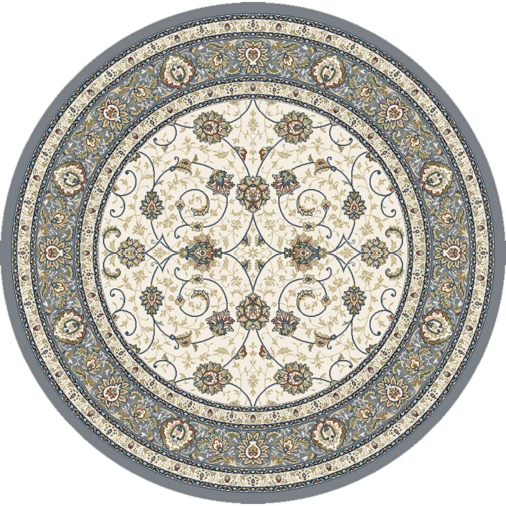 Dynamic Rugs 57120-6454 Ancient Garden 5.3 Ft. X 5.3 Ft. Round Rug in Beige/Light Blue